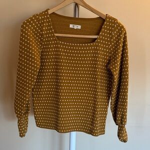 Madewell Mustard and White Patterned Blouse